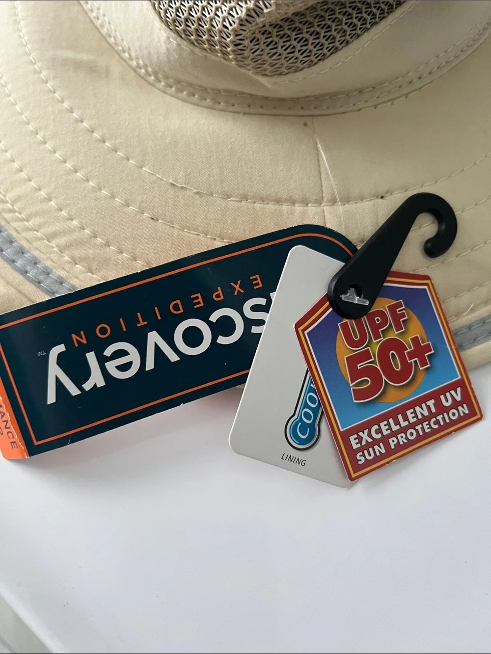 Discovery Expedition Cream  Mesh Brim  Sun Hat. UPF 50 Sun. Card/cash storage.